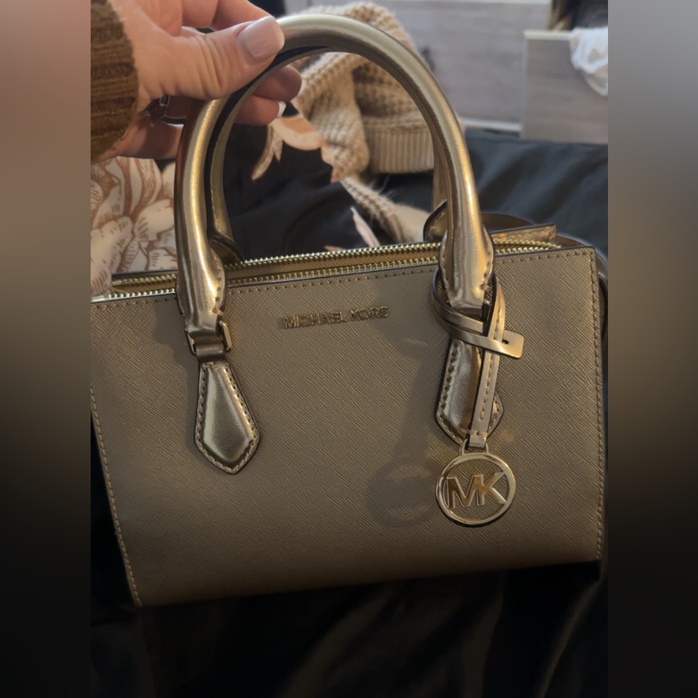Michael Kors Metallic Gold Mini Satchel Crossbody
